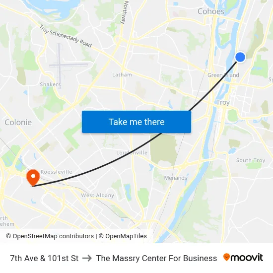 7th Ave & 101st St to The Massry Center For Business map