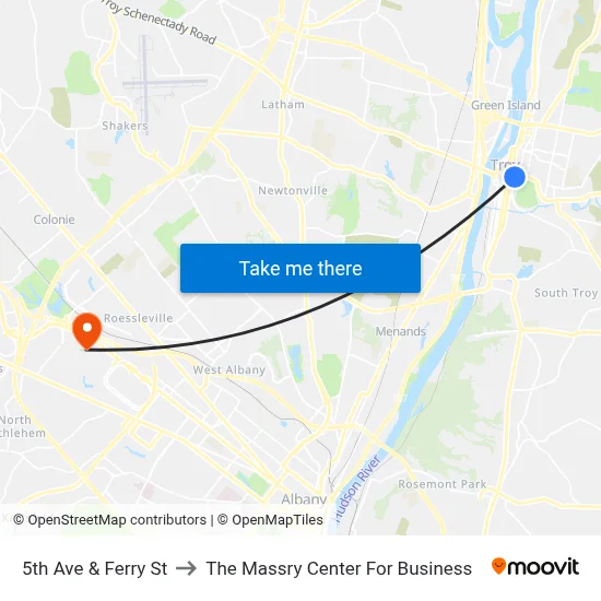 5th Ave & Ferry St to The Massry Center For Business map