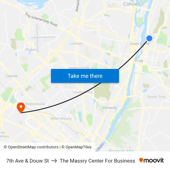 7th Ave & Douw St to The Massry Center For Business map
