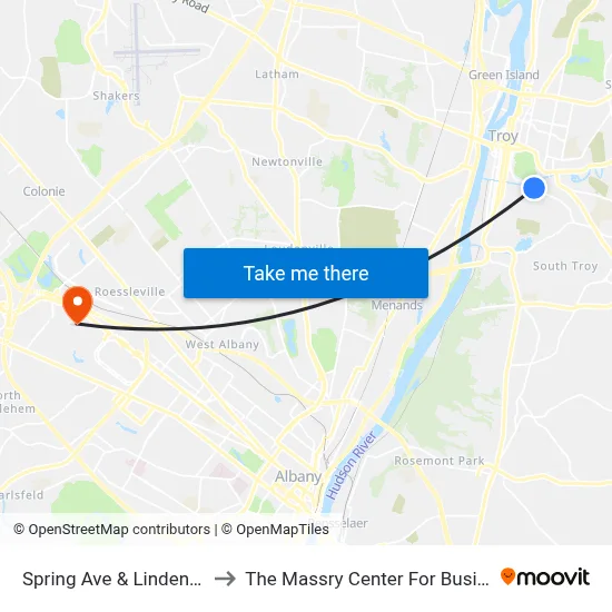Spring Ave & Linden Ave to The Massry Center For Business map