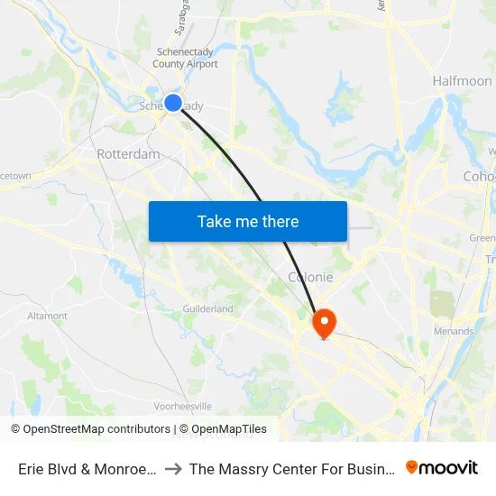 Erie Blvd & Monroe St to The Massry Center For Business map