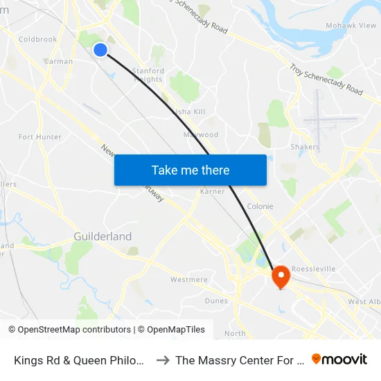 Kings Rd & Queen Philomena Blvd to The Massry Center For Business map