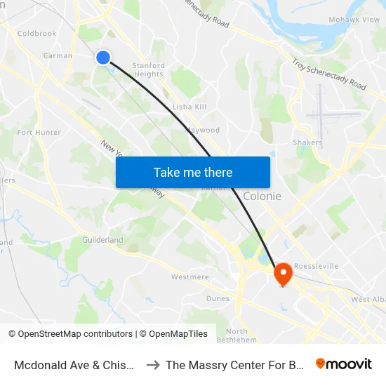 Mcdonald Ave & Chiswell Rd to The Massry Center For Business map