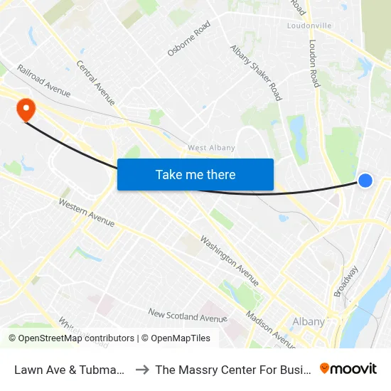 Lawn Ave & Tubman Cir to The Massry Center For Business map
