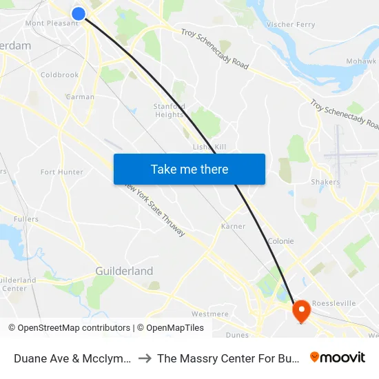 Duane Ave & Mcclyman St to The Massry Center For Business map