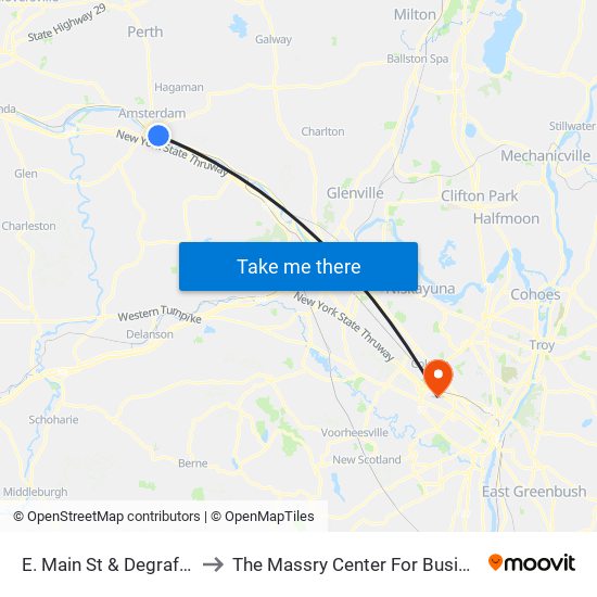 E. Main St & Degraff St to The Massry Center For Business map