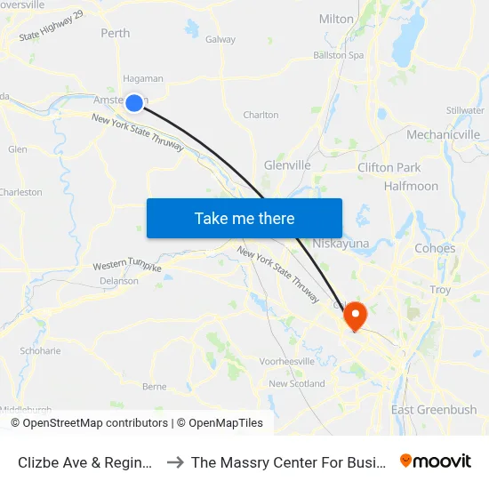 Clizbe Ave & Regina Ln to The Massry Center For Business map
