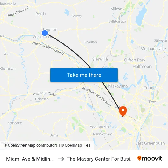 Miami Ave & Midline Rd to The Massry Center For Business map