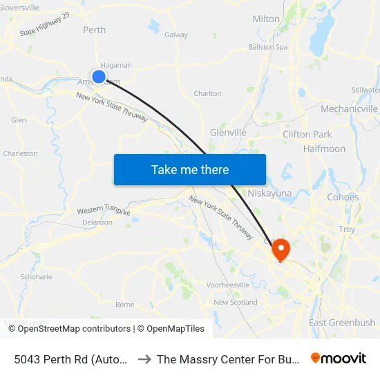 5043 Perth Rd (Autozone) to The Massry Center For Business map