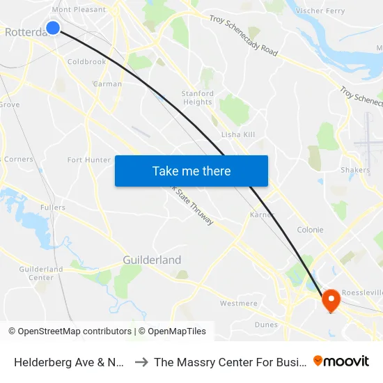 Helderberg Ave & Neil St to The Massry Center For Business map