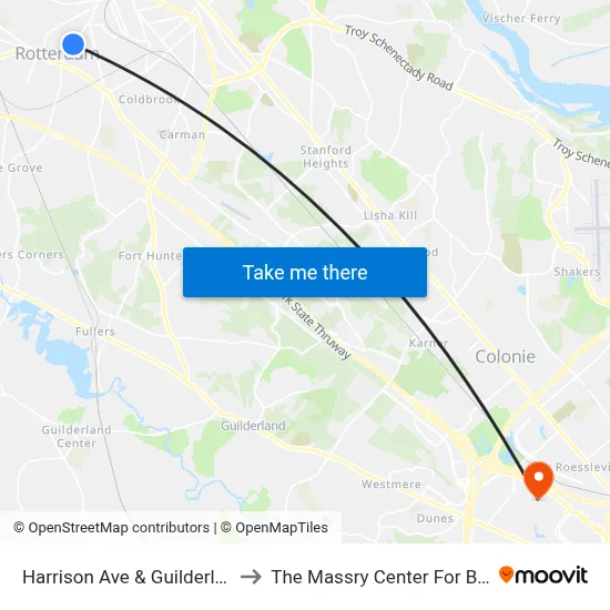 Harrison Ave & Guilderland Ave to The Massry Center For Business map