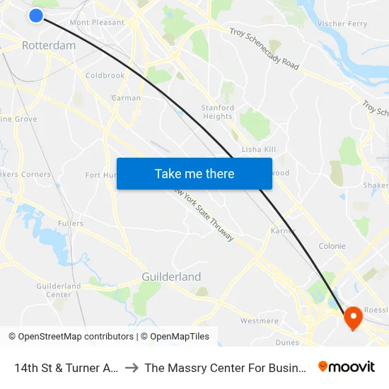 14th St & Turner Ave to The Massry Center For Business map