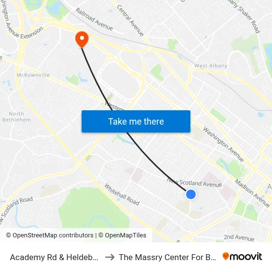 Academy Rd & Heldeberg Ave to The Massry Center For Business map
