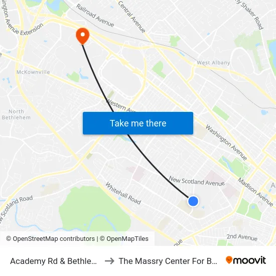 Academy Rd & Bethlehem St to The Massry Center For Business map