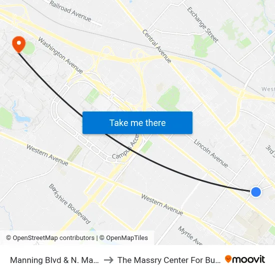 Manning Blvd & N. Main Ave to The Massry Center For Business map