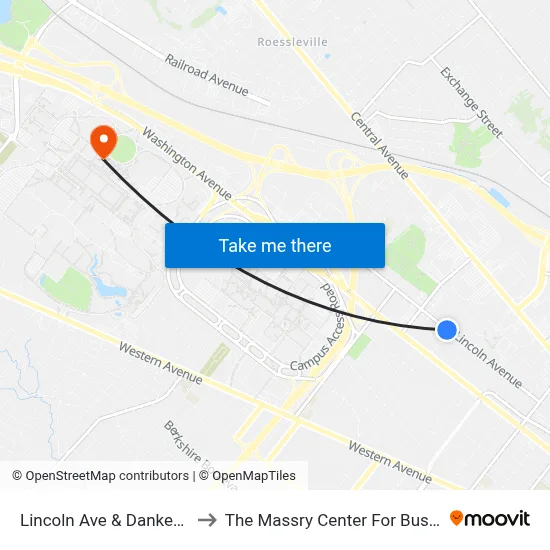 Lincoln Ave & Danker Ave to The Massry Center For Business map