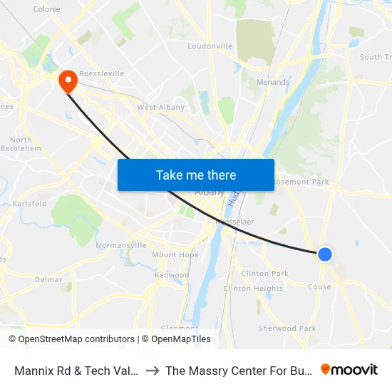 Mannix Rd & Tech Valley Dr to The Massry Center For Business map