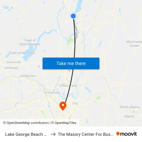 Lake George Beach Road to The Massry Center For Business map