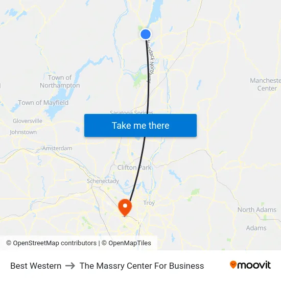 Best Western to The Massry Center For Business map