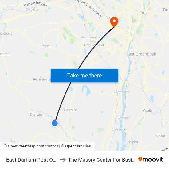 East Durham Post Office to The Massry Center For Business map