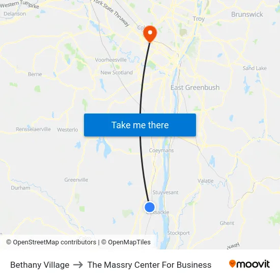 Bethany Village to The Massry Center For Business map