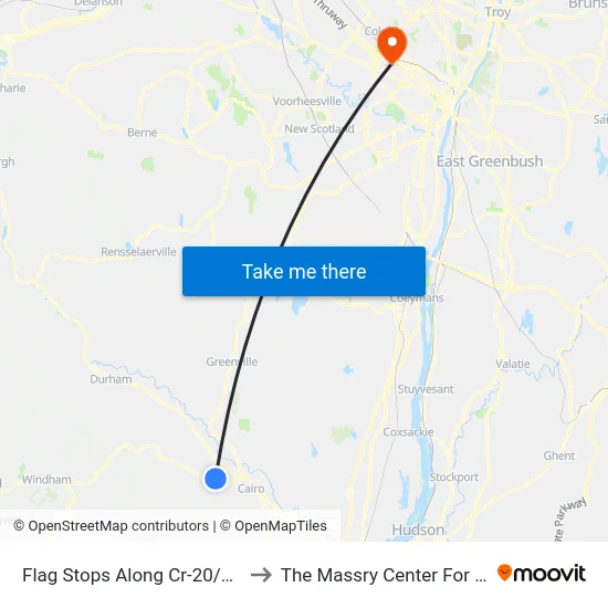 Flag Stops Along Cr-20/Old Rte 23 to The Massry Center For Business map