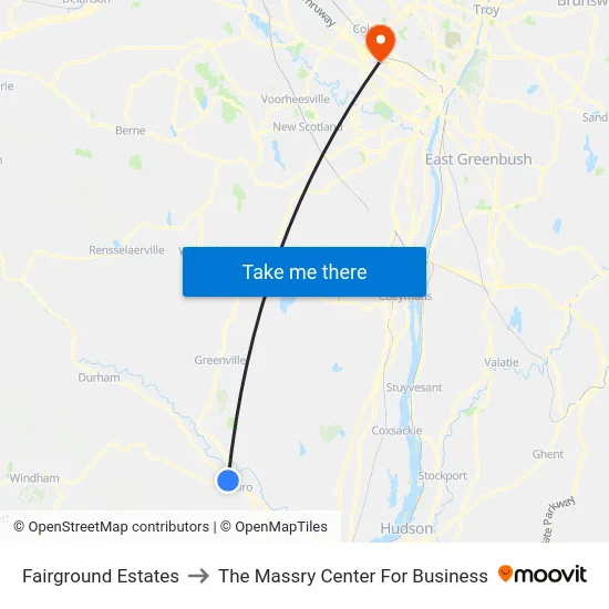 Fairground Estates to The Massry Center For Business map