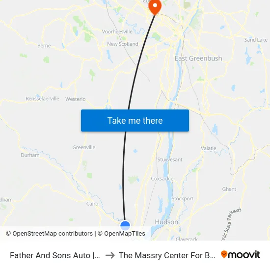 Father And Sons Auto | U-Haul to The Massry Center For Business map