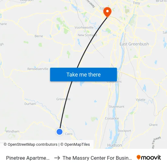 Pinetree Apartments to The Massry Center For Business map