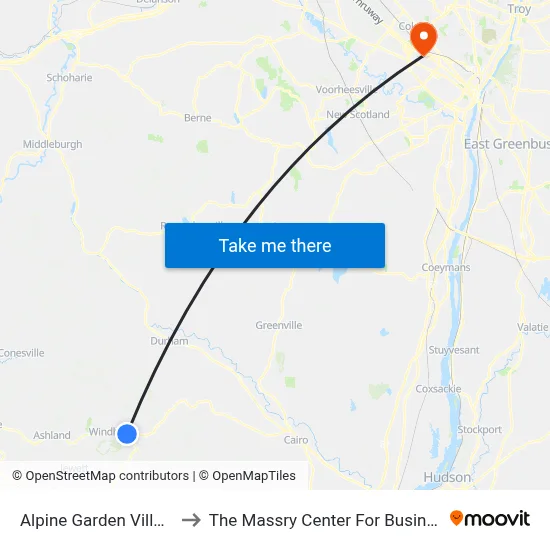 Alpine Garden Village to The Massry Center For Business map
