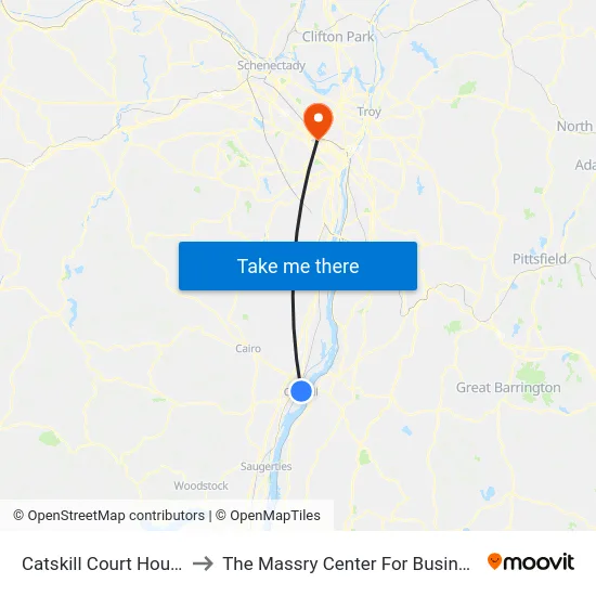 Catskill Court House to The Massry Center For Business map