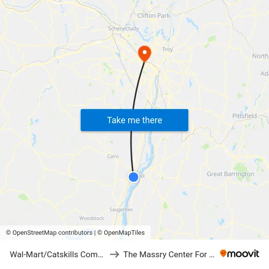 Wal-Mart/Catskills Common Area to The Massry Center For Business map