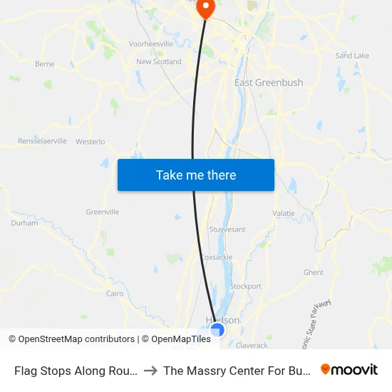 Flag Stops Along Route 9g to The Massry Center For Business map