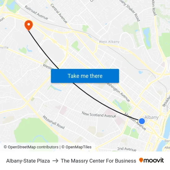 Albany-State Plaza to The Massry Center For Business map