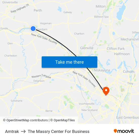 Amtrak to The Massry Center For Business map