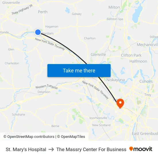 St. Mary's Hospital to The Massry Center For Business map