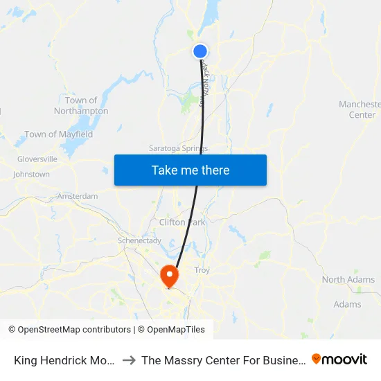 King Hendrick Motel to The Massry Center For Business map