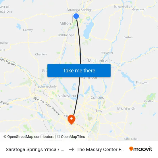Saratoga Springs Ymca / Senior Center to The Massry Center For Business map
