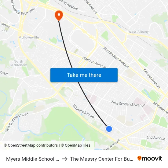 Myers Middle School Loop to The Massry Center For Business map
