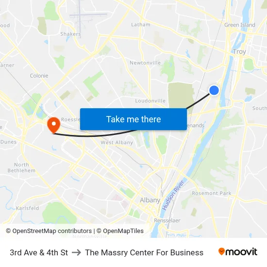 3rd Ave & 4th St to The Massry Center For Business map