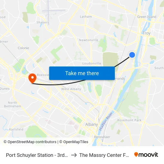Port Schuyler Station - 3rd Ave & 5th St to The Massry Center For Business map
