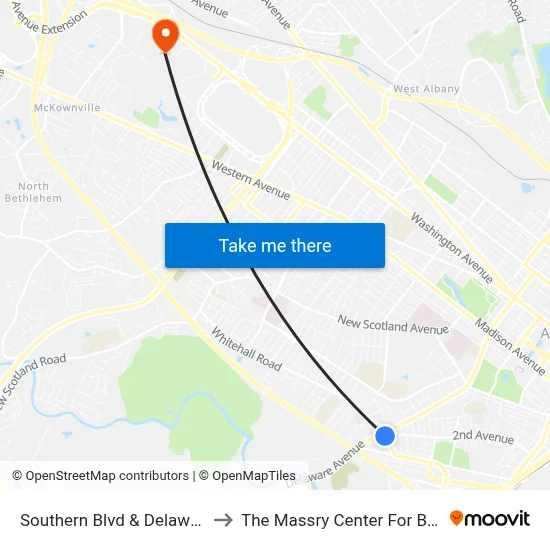 Southern Blvd & Delaware Ave to The Massry Center For Business map