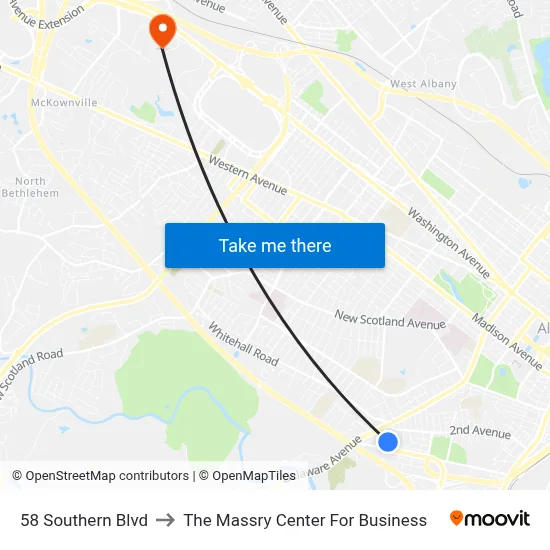 58 Southern Blvd to The Massry Center For Business map