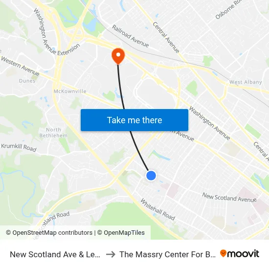 New Scotland Ave & Lenox Ave to The Massry Center For Business map