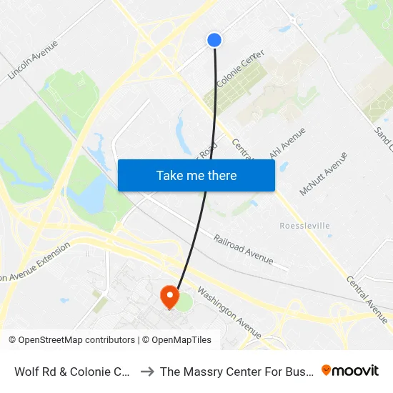 Wolf Rd & Colonie Center to The Massry Center For Business map