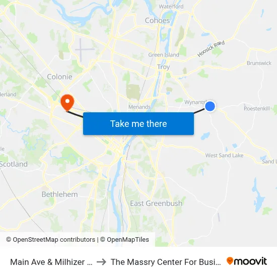 Main Ave & Milhizer Ave to The Massry Center For Business map