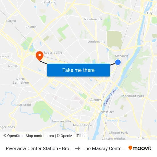 Riverview Center Station - Broadway & I-787 Exit 6 to The Massry Center For Business map