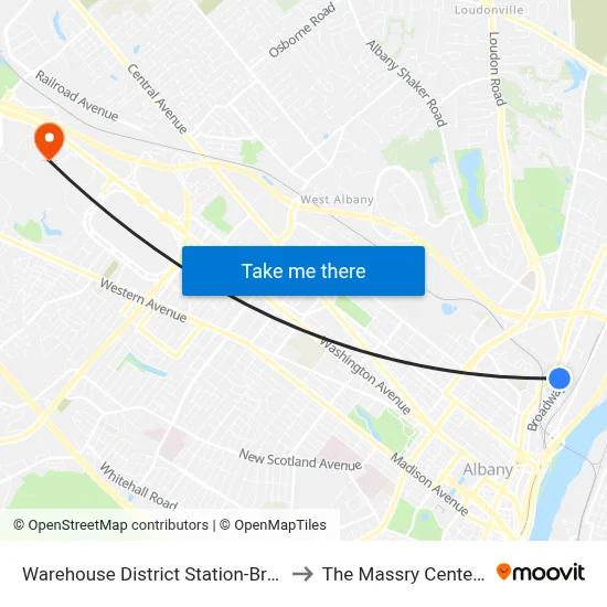 Warehouse District Station-Broadway & Pleasant St to The Massry Center For Business map