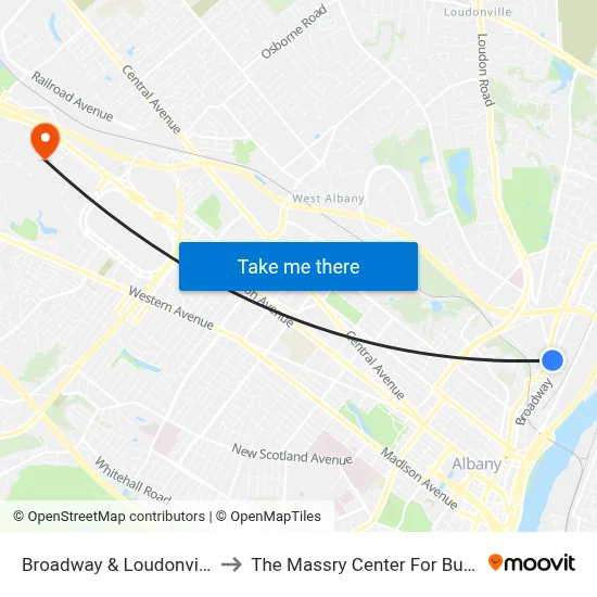 Broadway & Loudonville Rd to The Massry Center For Business map