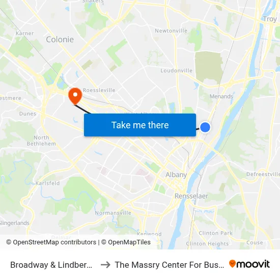 Broadway & Lindberg Ave to The Massry Center For Business map